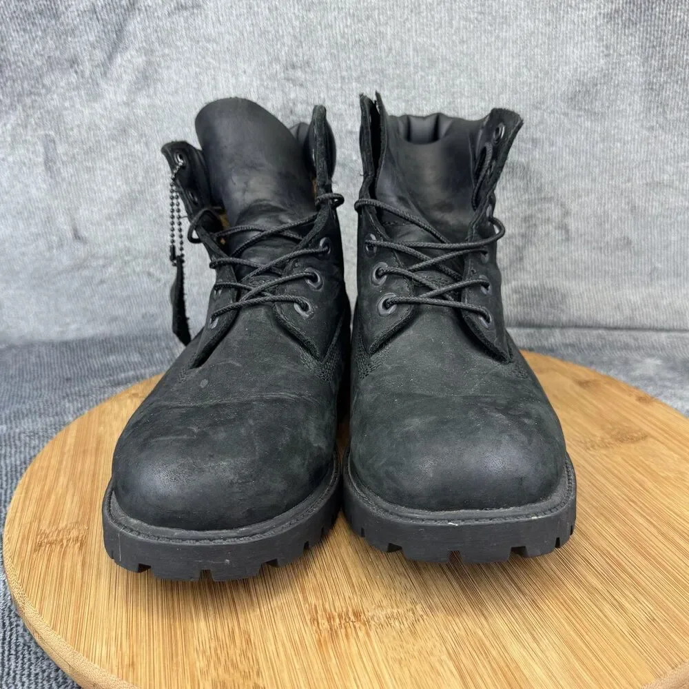 Timberland Boots Youth Size 5 Black 6-Inch Premium Waterproof Nubuck Lace Up